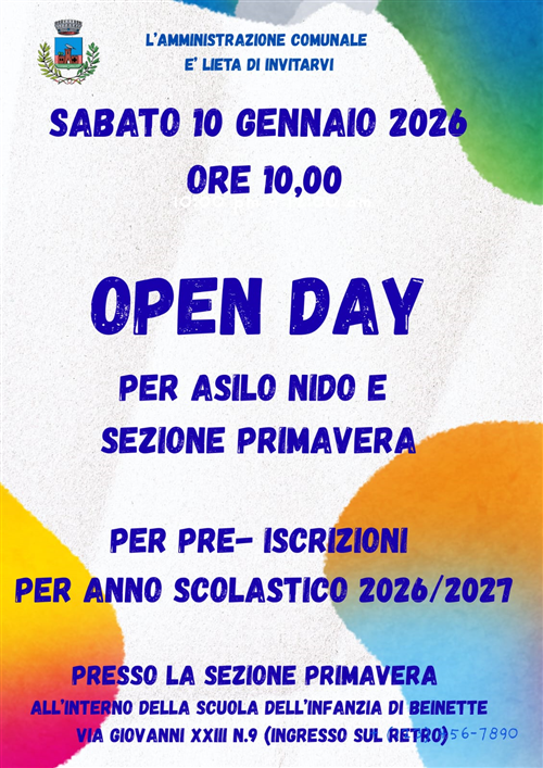 Avviso riunione nuovo asilo nido e sezione primavera 2026-2027